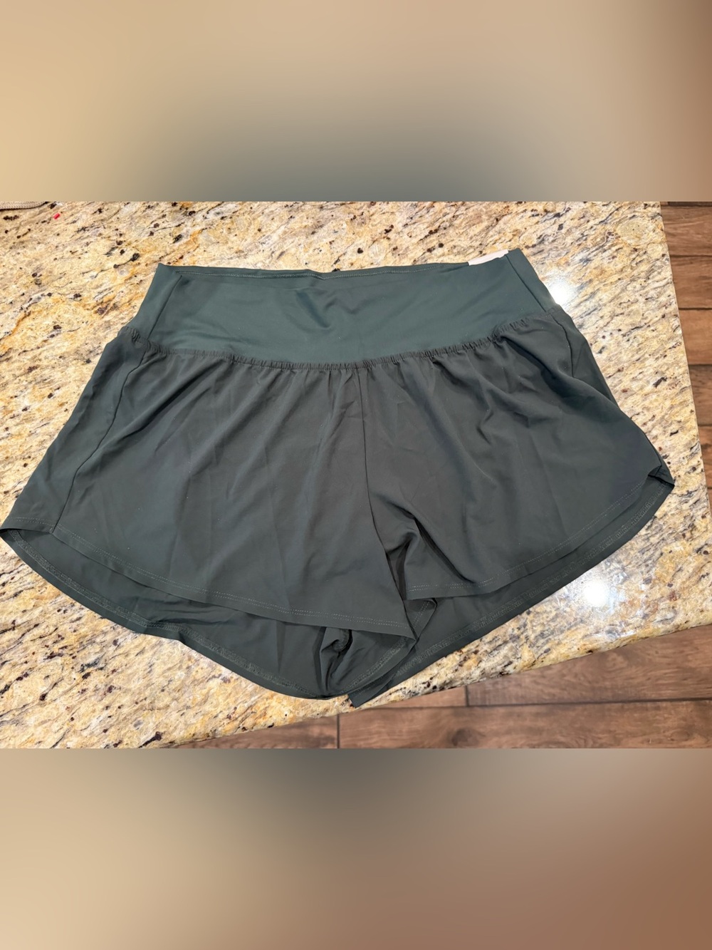 DSG Women's Dark Green Athletic Running Shorts with Wide Waistband